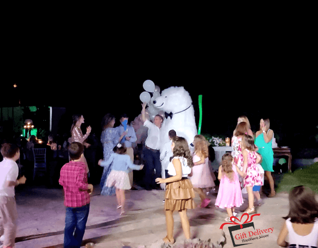 White Bear for Children's Kids Parties in Athens. Order a greeting from a polar bear in Athens. Polar bear for birthday. polar bear in Athens. Order a Polar Bear for children's kids parties. Animator White Polar Bear for a Children's kids Party in Athens. Mascotte White Polar Bear at a kids children's party. Gift Delivery.